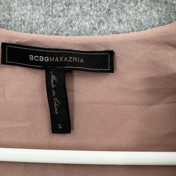 BCBG Max Azria Blouse Tank Top Wmns Small Draped High Low Sleeveless Faux Suede - Picture 6 of 11